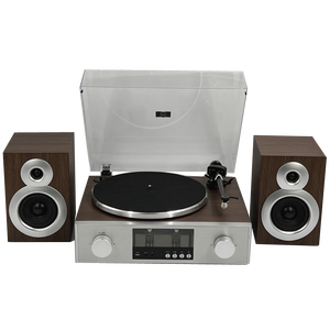 Tourne-disque professionnel avec préampli à tube à vide, haut-parleurs externes, lecteur de disques vinyles vintage <span class=keywords><strong>pour</strong></span> les passionnés d'audio haute fidélité - Product Image 1