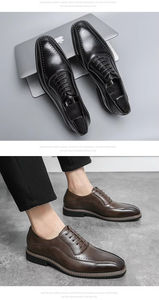 S0068X Nuevos Zapatos Oxford Formales de Cuero Genuino para Hombre, Estilo Caballero, con Camuflaje, Perlas, Ligeros, Bordados, para Boda, Otoño - Product Image 6