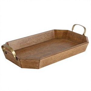Plateau en bois créatif de luxe avec poignée plateau de bar en marbre pour fruits secs et bonbons plats et assiettes - Product Image 1