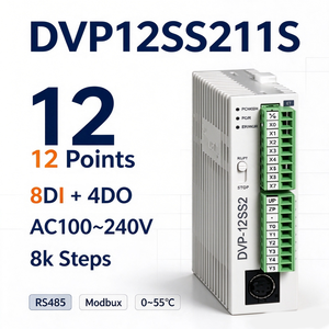 Vente en gros de PLC mince série DVP-SS2 DVP12SS211S 12 points 8DI 4DO PNP pour l'automatisation industrielle - Product Image 1