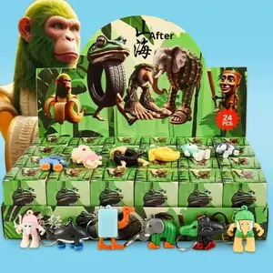 Ensemble de 24 figurines originales en bois de bâtonnets, boîtes mystère requin, déballage amusant, décorations de bureau, personnages Frozen, échelle 1/12 - Product Image 1