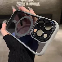 NOUVEAU Étui de protection magnétique en métal pour objectif, compatible avec iPhone 17 16 15 14 13 12 11 Pro Max, coque rigide transparente compatible avec la charge sans fil