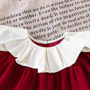 Nouvelle arrivée d'automne, robe de princesse <span class=keywords><strong>rouge</strong></span> à col à volants en dentelle pour filles, manches longues, <span class=keywords><strong>jupe</strong></span> pour filles - Product Image 4