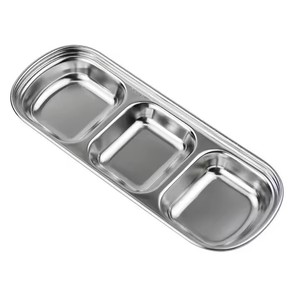 Bandeja de 3 compartimentos de acero inoxidable 304 para salsas y condimentos, ideal para restaurantes y barbacoas. - Product Image 2