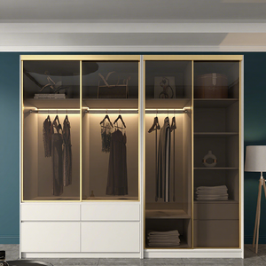 Armario moderno minimalista con puertas correderas de vidrio, combinación de lujo ligero, vestidor para dormitorio. - Product Image 3