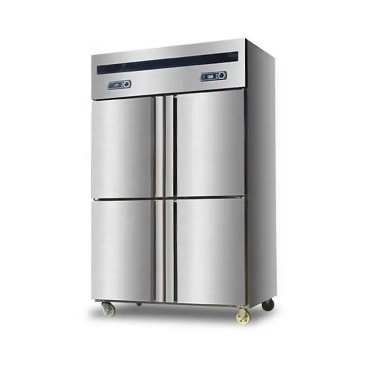 Промышленный вертикальный коммерческий холодильник из нержавеющей стали с шестью дверцами, морозильник с двойной температурой и охладитель, кухонный морозильник