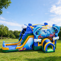 Château gonflable géant Jungle Jumbo en forme de blocs de construction de dessins animés, dauphin, princesse, pour enfants, garçons
