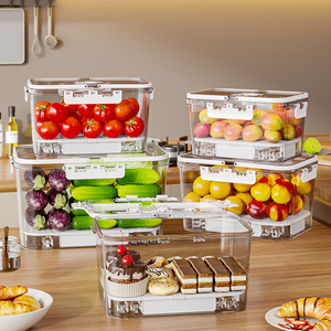 3 Packs Organisateur de réfrigérateur Conteneurs de stockage de fruits <span class=keywords><strong>légumes</strong></span> frais Boîte de conservation d'activités de plein air Bacs de stockage des aliments - Product Image 5
