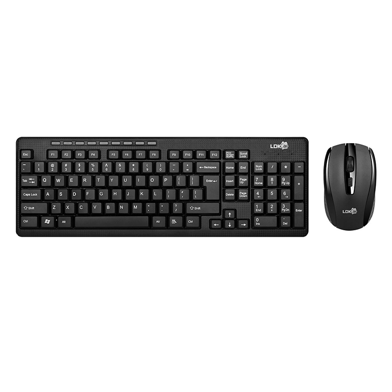 Самый дешевый 2,4G беспроводной тонкий клавиатура мышь комбо Универсальный классический черный USB приемник клавиатура и мышь комбо для ПК