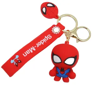 Marvel Spider-Man Iron Man Captain America Met Ring 3d Siliconen Plastic Rubber Pvc Sleutelhanger Tas Accessoires Sleutelhanger Cadeau