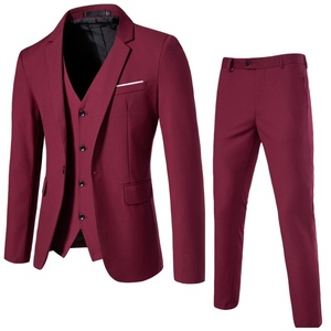 Venta al por mayor de alta calidad de los hombres de tres piezas traje de <span class=keywords><strong>boda</strong></span> de moda de los hombres Delgado Color sólido de la oficina de negocios traje de talla grande - Product Image 6