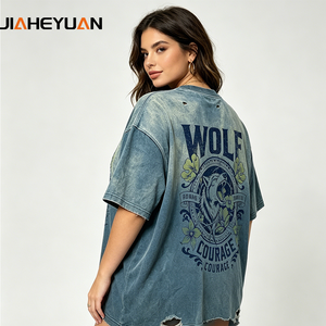 Factory Direct Sales Acid Wash Vintage Wash Oversized Cropped Streetwear Heavyweight Cotton <strong>T</strong>-<strong>Shirt</strong> Clothing Factory - Product Image 2