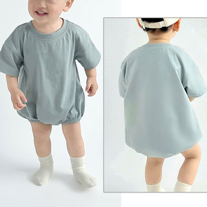 Logo Kustom Dari 20pcs Pasokan Pabrik 100% Katun Organik Baju Bayi Lengan Pendek Polos Model Bubble Romper - Product Image 4