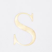 Serviettes en papier jetables pour mariage, 3 plis, motif monogramme lettre S dorée, 4x8 pouces, lot de 50, directement de l'usine OEM