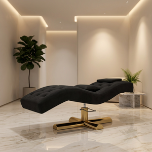 Cama de Masaje de Lujo Ergonómica para Spa, Silla de Tratamiento Facial con Base Resistente Dorada para Clínica de Cuidado de la Piel, Salón, Estudio - Product Image 1