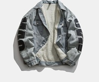 Veste en jean vintage Y2K personnalisée veste en jean bleue avec impression de patchs brodés de fleurs de style streetwear
