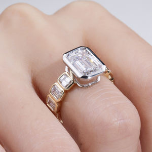 Anillo de diamantes cultivados en laboratorio de oro amarillo de 18 quilates Messi Jewelry MSR-2020 para mujer - Product Image 5