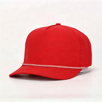 Casquette unisexe adulte structurée à 5 panneaux, 92 % polyester, 8 % élasthanne, avec logo personnalisé, trous découpés au laser et corde perforée