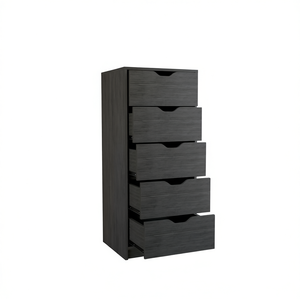 Smokey Oak 5 <b>Drawer</b> <b>Slim</b> Dresser Chest Bedroom <b>Storage</b> Furniture Freestanding MDF Panel Design - Product Image 1