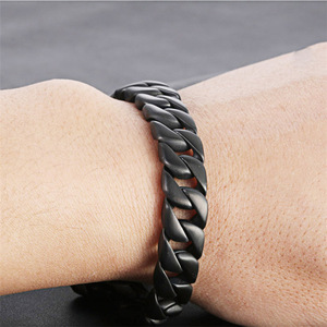 CBB037 Bracciale a catena nero da uomo in acciaio inossidabile 316L, fatto a mano, con chiusura robusta, stile punk hippie rock, gioielli da uomo di alta qualità - Product Image 6