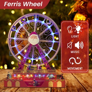 Vente en gros de boîte à musique en forme de grande roue de Noël avec lumière LED colorée et mouvement pour la décoration de Noël, jouet et cadeau - Product Image 5