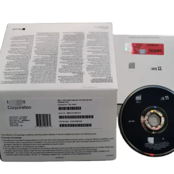 Original computer system MS winndows 11 pro 64 bit sticker Winndows 11 Pro DVD OEM full package software
