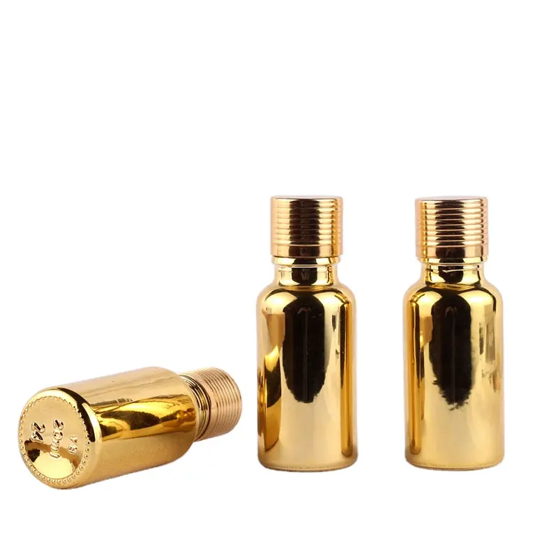 Elegant Shape Cosmetic 20Ml 30Ml 50Ml Gold-Plated Glass Bottle For Essential Oil Cosmetics