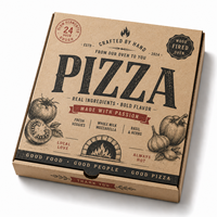 Boîtes à pizza sur mesure en carton ondulé avec revêtement UV, gaufrage, pelliculage mat et impression