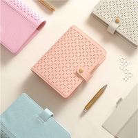 Couverture de planificateur en cuir PU personnalisé, rechargeable, or, 6 anneaux, pour cahier de notes A5, papier, 120 pièces