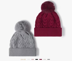 2024 New Winter Fleece Outdoor Knitted <b>Hat</b> Pom Pom Jacquard Women Lady Warm Plus Plush Lining Beanie <b>Hat</b> - Product Image 1