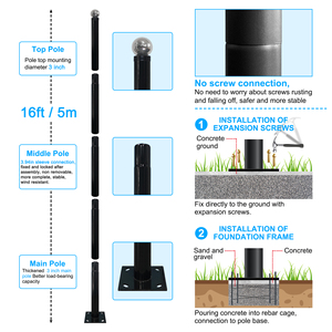 Cột đèn năng lượng mặt trời cho sân vườn ngoài trời, cột đèn sân chia khu, dễ lắp đặt, cột đèn mạ kẽm - Product Image 3