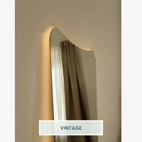Miroir de salle de bain pleine longueur style rétro avec rétroéclairage changeant de couleur, interrupteur tactile, résistant à l'eau, à fixer au mur