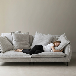 Sofá Seccional <span class=keywords><strong>de</strong></span> Tela con Estructura Suave y Estética Tejida, Relleno Compuesto <span class=keywords><strong>de</strong></span> Plumas <span class=keywords><strong>de</strong></span> Ganso, Sofá <span class=keywords><strong>de</strong></span> Madera Maciza - Product Image 1