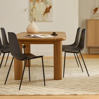 Table à manger architecturale en chêne brun de style mid-century, bureau de cuisine arrondi de taille personnalisable, mobilier de luxe écologique en finition huile cirée