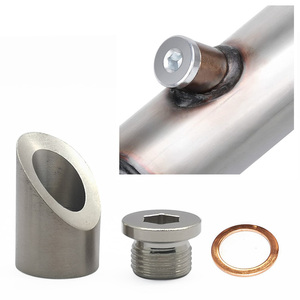 Kit de bouchons et de colliers filetés CNC en acier inoxydable SS304 M18*1.5, conception coudée <span class=keywords><strong>à</strong></span> 45 degrés avec joint d'étanchéité en cuivre pour réparation de tuyau d'échappement - Product Image 6