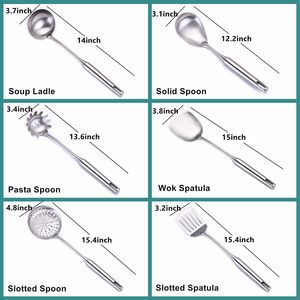 Kitchenware Cooking Utensils Cook Soup Ladle Spoon Fork Set 10 Piece Cooking <b>Tools</b> Stainless Steel Kitchen Utensils - Product Image 3