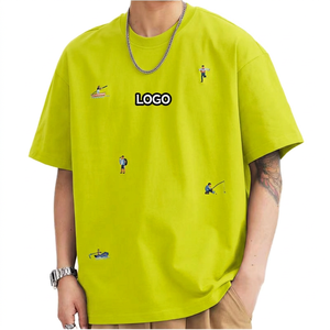 เสื้อยืดโอเวอร์ไซส์สีเขียวมะนาวสำหรับผู้ชาย ปักโลโก้ตามสั่ง ผ้าฝ้าย สตรีทแวร์ ทรงหลวม ขายส่ง ปี 2026 เป็นมิตรกับสิ่งแวดล้อม แห้งเร็ว ใส่สบาย - Product Image 1