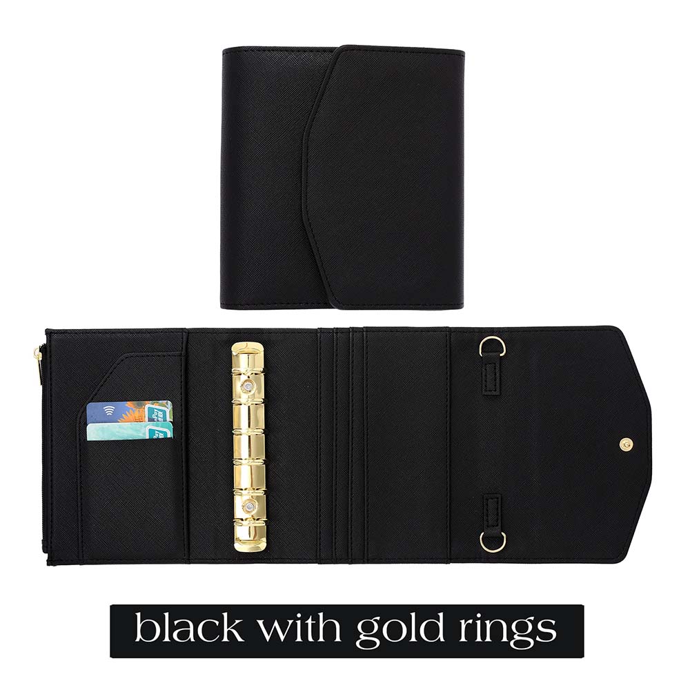 Black with gold rings