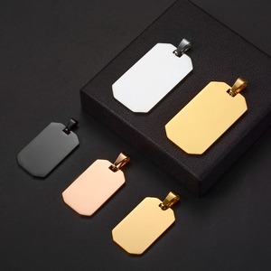 Lote de 5 Etiquetas de Identificación Rectangulares de Acero Inoxidable Unisex, 2 Tamaños, para Grabar, Colgante, Collar, Joyería, 4 Colores - Product Image 1