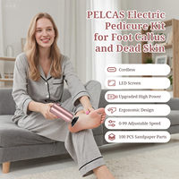 Nuevo Diseño, Mini Pulidora Eléctrica Portátil Recargable para Pies, con Mango Largo, Eliminador de Piel Muerta, Herramientas de Pedicura para el Cuidado de los Pies