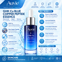 Sérum Visage au Cuivre Bleu Marque Blanche GHK Cu Peptide Acide Hyaluronique 30ml pour Éclaircissement et Correction du Teint