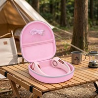 Étui de transport portable pour ventilateur de cou en EVA rigide personnalisé, sac de rangement rond à fermeture éclair avec poche en filet, organisateur de câbles USB