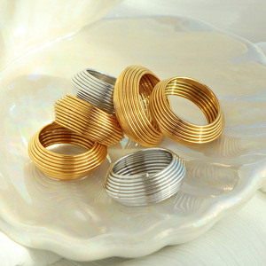 Geometric <b>Ring</b> 18K Gold Plated Multiple Stripes Unisex Fashion Jewelry Party Wear - Product Image 2