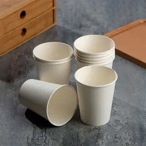 PLA Disposable Biodegradable Custom Printed Single Double Wall 8 10 12 16 20oz Paper Cup And Lids Coffee Milk Hot Beverage Drink