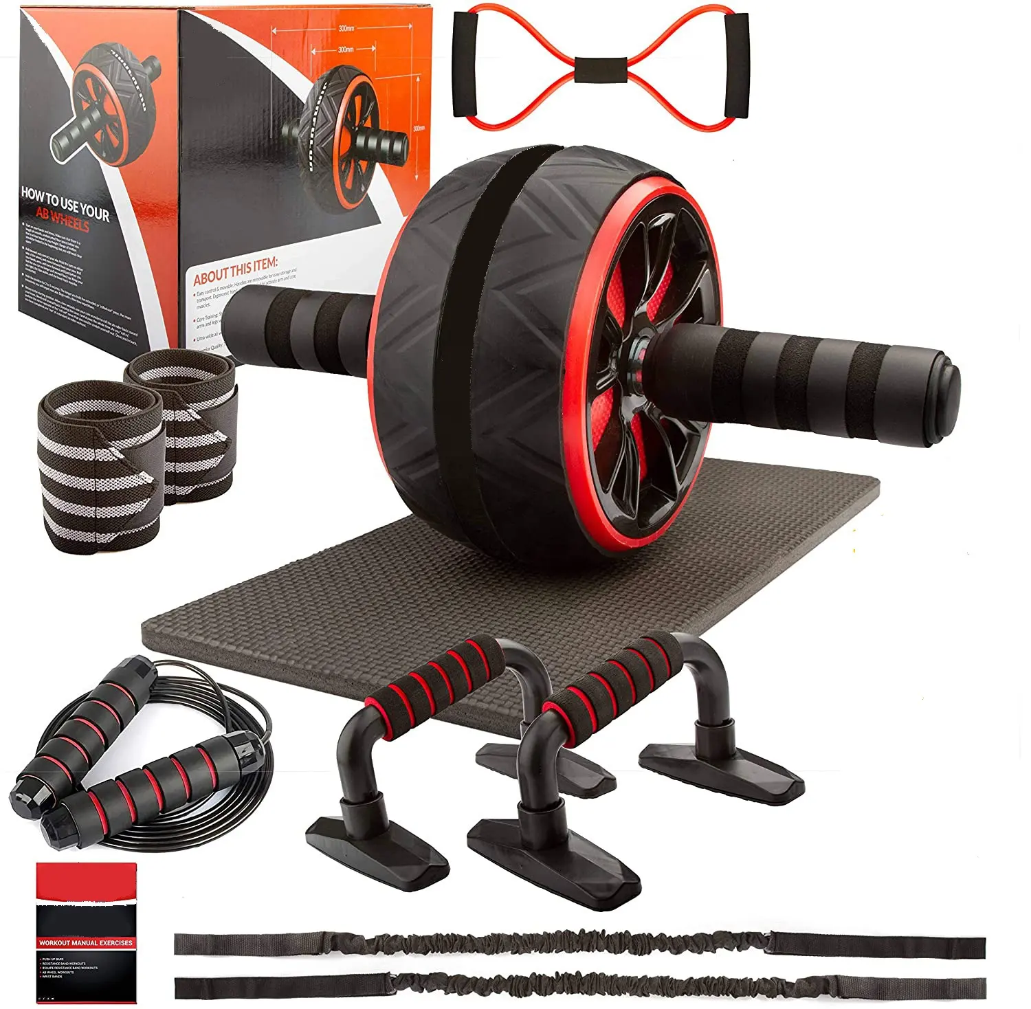 11-in-1 Home Gym Set Workout Fitness Geräte Bauch Übung Muscle Training Abs Ab Rad Roller mit matte