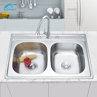 Évier de cuisine K-8456 Standard à double capacité Topmount 304 en acier inoxydable