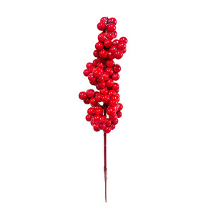 Bouquet de baies rouges artificielles 30 cm en plastique moulé par injection pour fêtes, mariages, décoration intérieure et accessoires de bricolage - Product Image 3