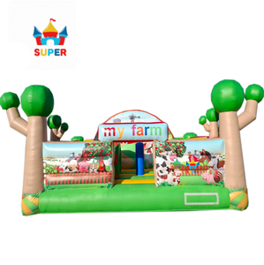 Château gonflable pour enfants sur <span class=keywords><strong>le</strong></span> thème <span class=keywords><strong>de</strong></span> la ferme, avec des animaux <span class=keywords><strong>de</strong></span> ferme gonflables (vache, cochon, cheval), idéal pour les événements et la location - Product Image 1