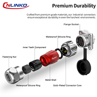 Connecteurs circulaires CNLINKO DH20 à 4 trous, étanches IP68 IPX9K, avec verrouillage à vis à trois points, résistants aux chocs, pour applications industrielles