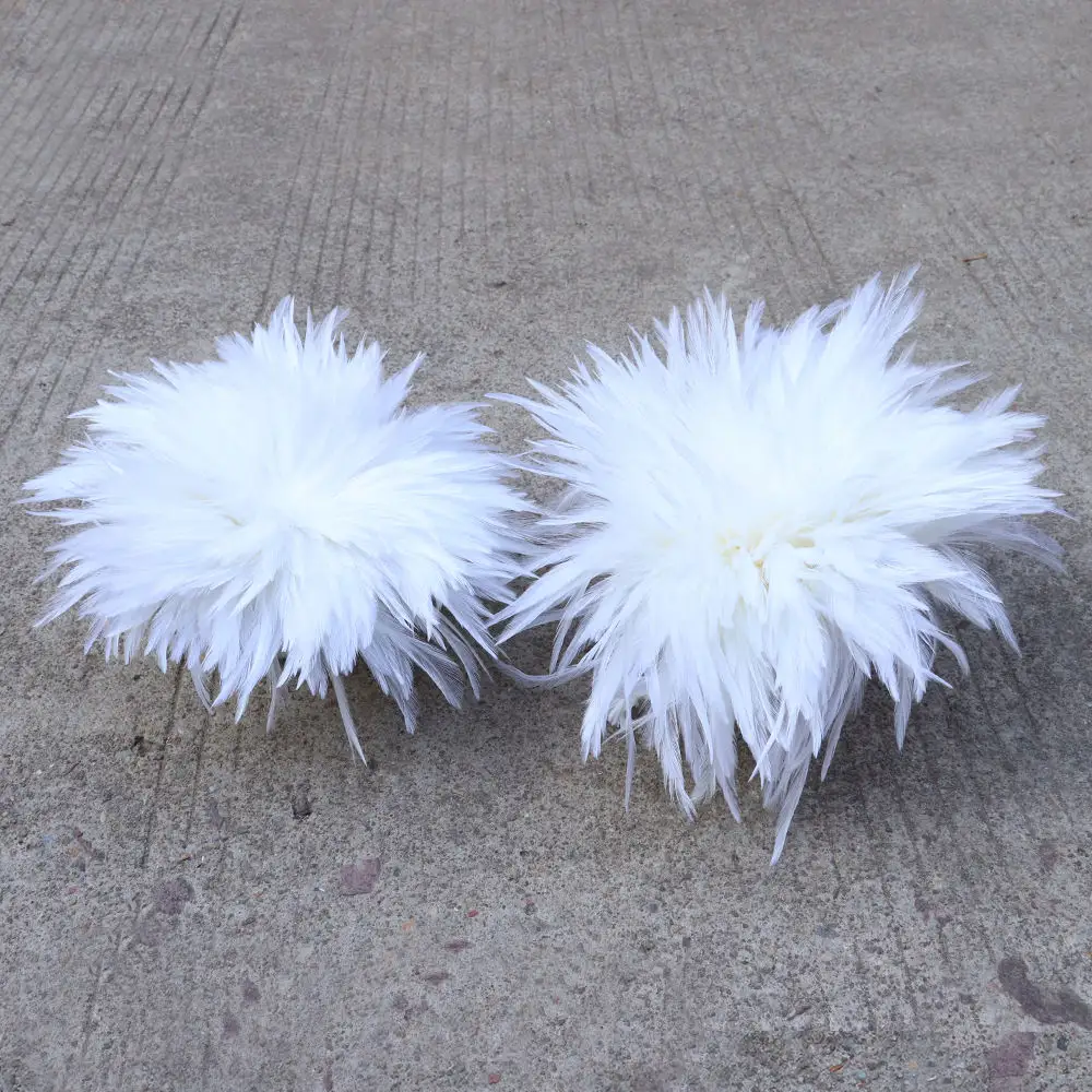 Hot Sale 4-8" Loose Bright White Rooster Saddle Feathers Bulk White Rooster Feather Natural for Carnival Costumes Sewing